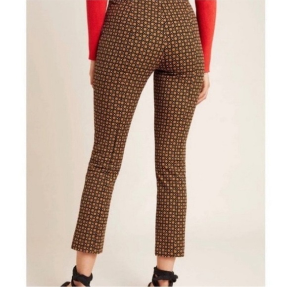 Anthropologie Essential Slim Trouser Pants in Brown Motif. Women's size 8 - Picture 3 of 12